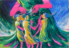 Ciliegie: Pittura a tempera, stile figurativo, opera recente, 71x90 cm, firmata