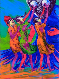 Unreal Blue: dipinto a olio, stile concettuale, XXI secolo, 240x180 cm