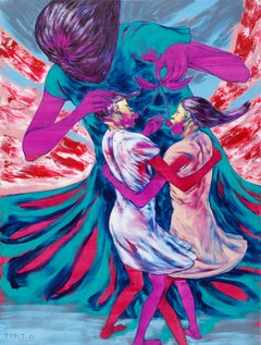Ciliegie dolcissime: opera originale 180 x 240 cm, dipinto figurativo