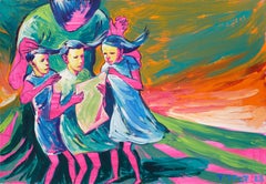 Chi ci scrive?: Dipinto figurativo originale, 71 x 90 cm, incorniciato