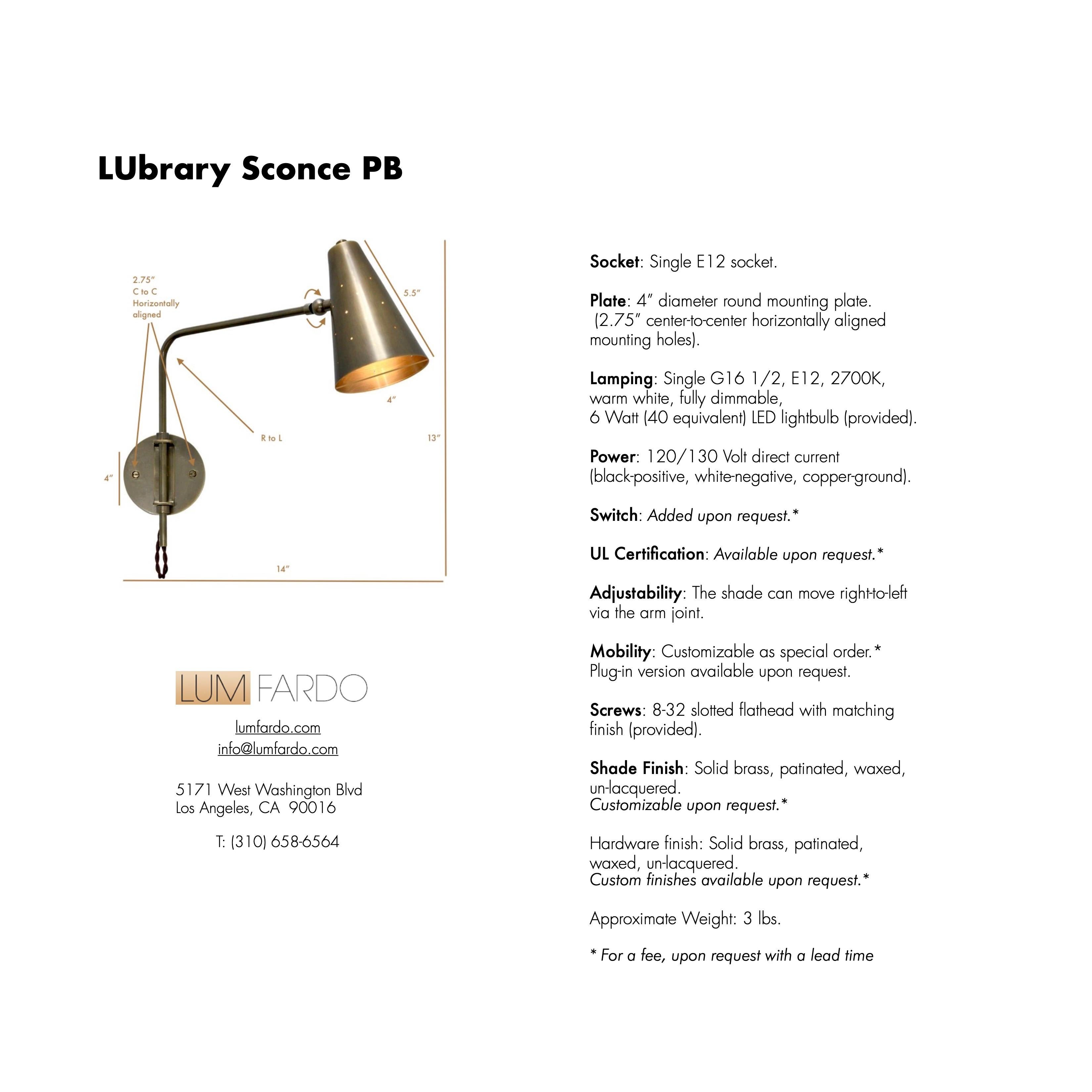 LUbrary Sconce PB For Sale 6