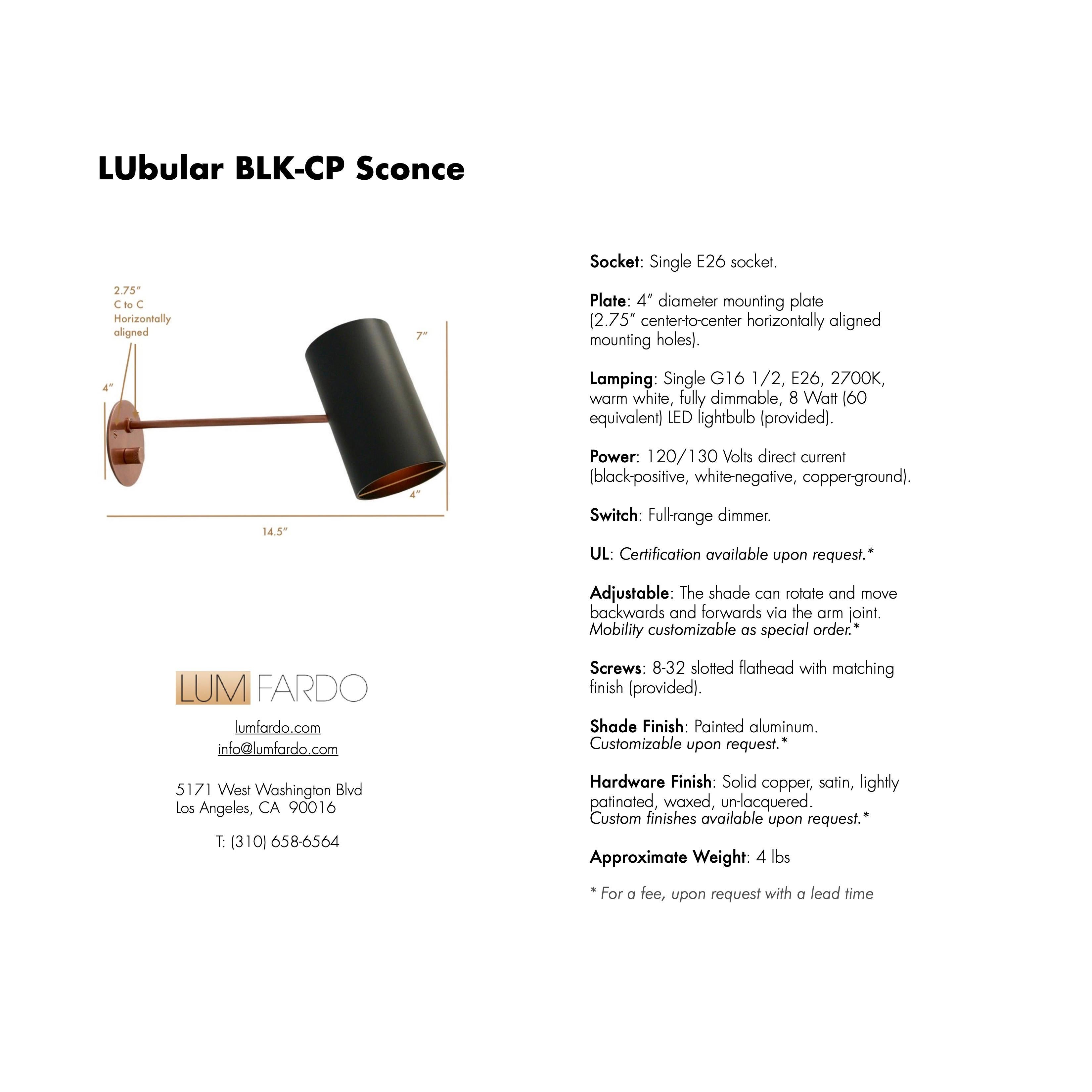 LUbular BLK-CP Sconce by Lumfardo Luminaires For Sale 7