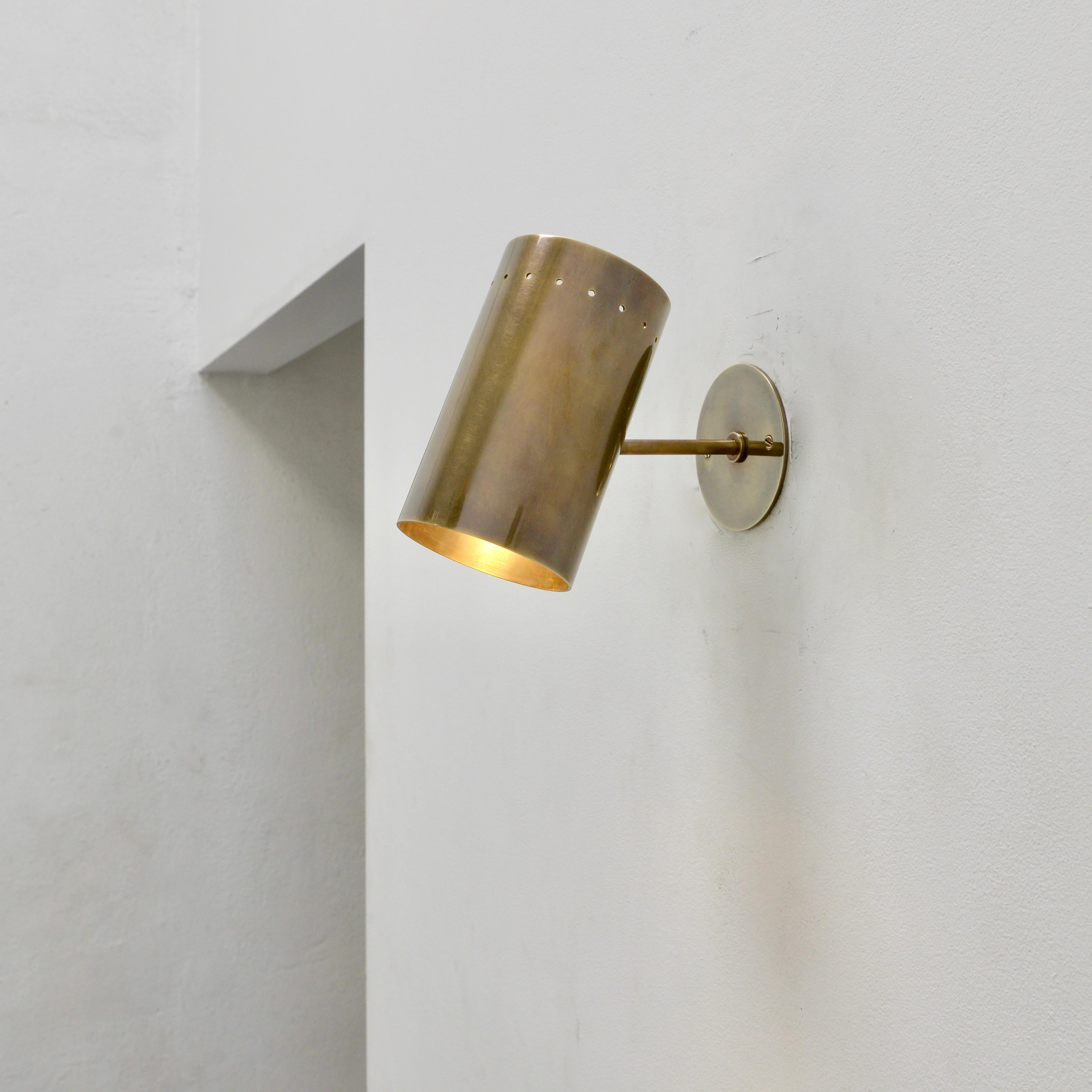 Brass LUbular Perforated Sconce For Sale