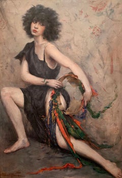 "Gitan (Gypsy)," Luc Albert Moreau,Figurative French Portrait Dancer Musician