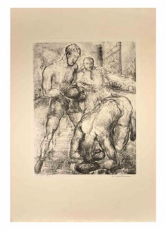 Boxeurs - Lithographie de Luc-Albert Moreau - Début du 20e siècle