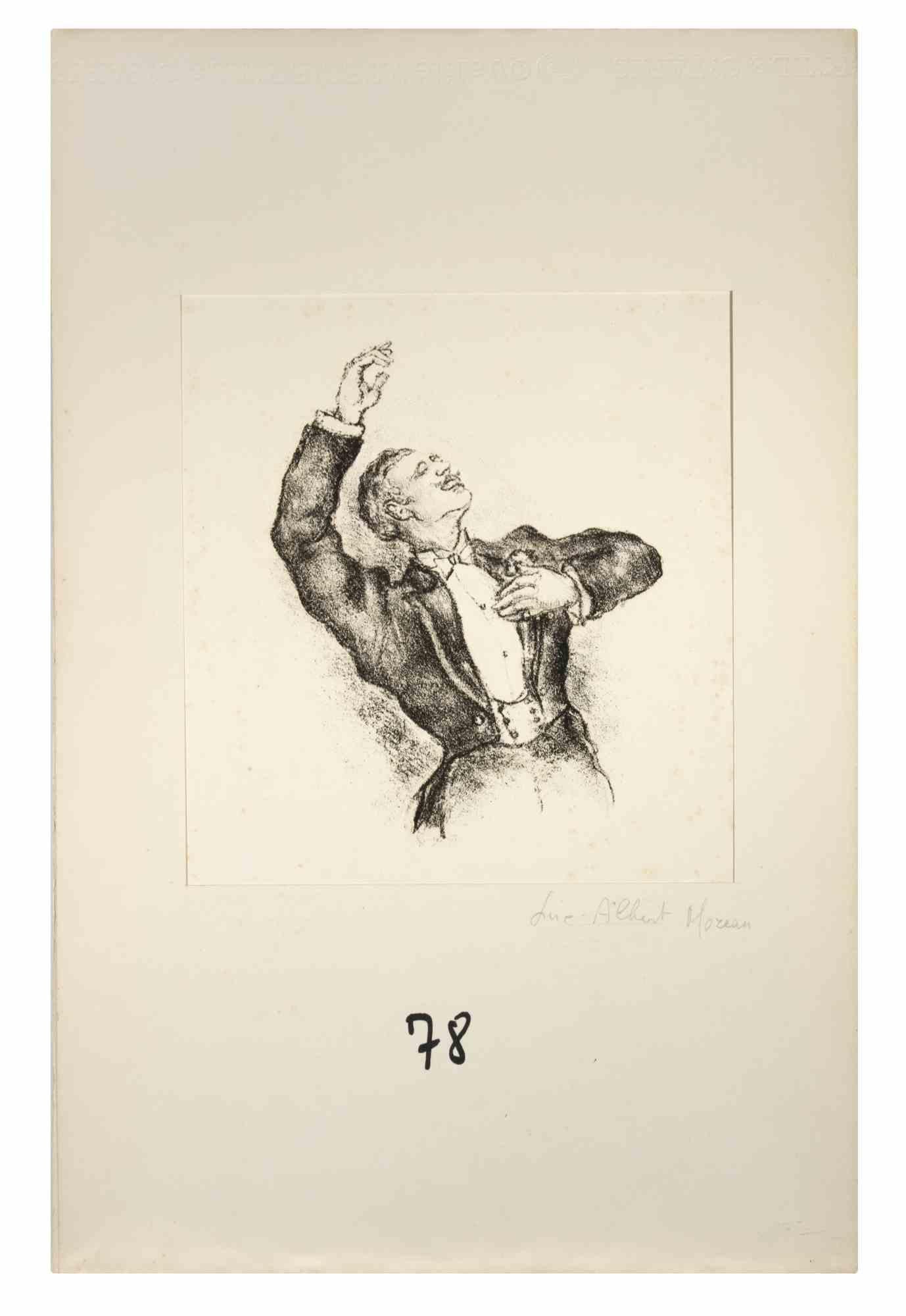Eleganter Mann – Lithographie von Luc-Albert Moreau – Anfang des 20. Jahrhunderts im Angebot 1