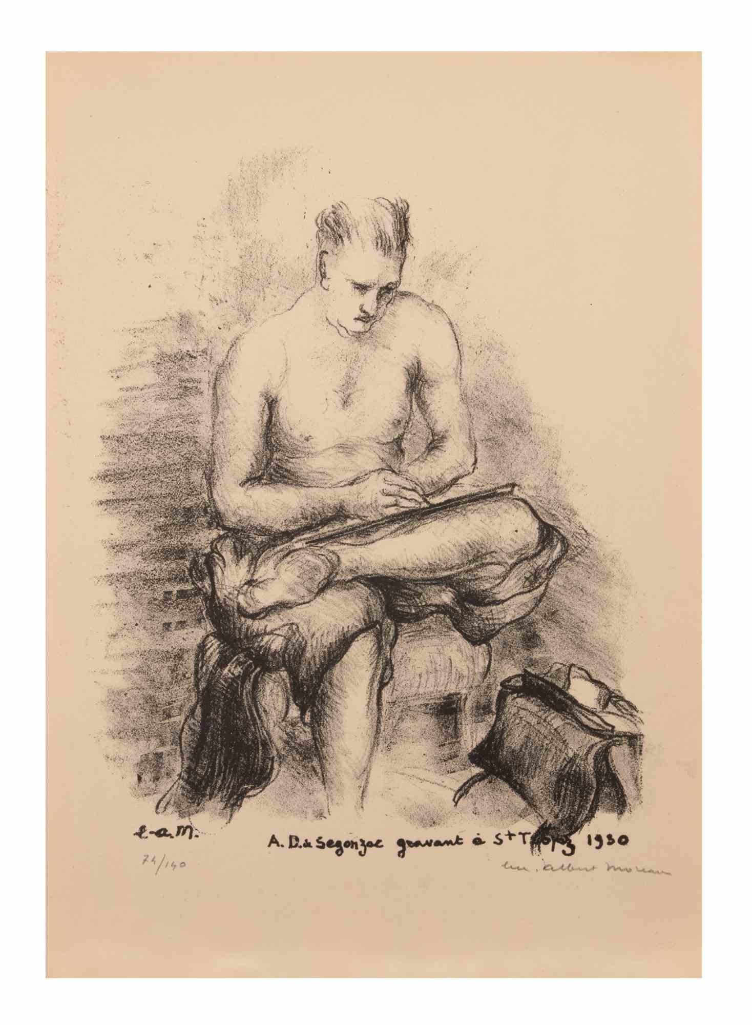 Man Sitting is a Lithograph on ivory-colored paper realized by Luc Albert Moreau.

The artwork is in good condition.

Hand-signature on the lower right corner, numbered on the left.

Luc-Albert Moreau (1882-1948) is a French painter, engraver,