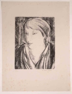 Portrait de femme - Lithographie de Luc-Albert Moreau - Début du 20e siècle