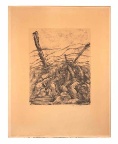 Soldats - Lithographie de Luc-Albert Moreau - Début du 20e siècle
