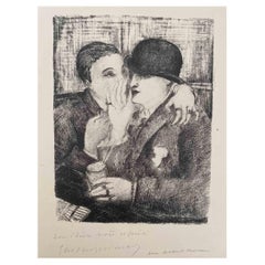 The Whisper - Lithographie originale de Luc-Albert Moreau - Début du 20e siècle