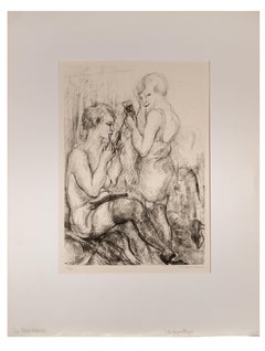 Deux femmes - Lithographie de Luc-Albert Moreau - Début du 20e siècle