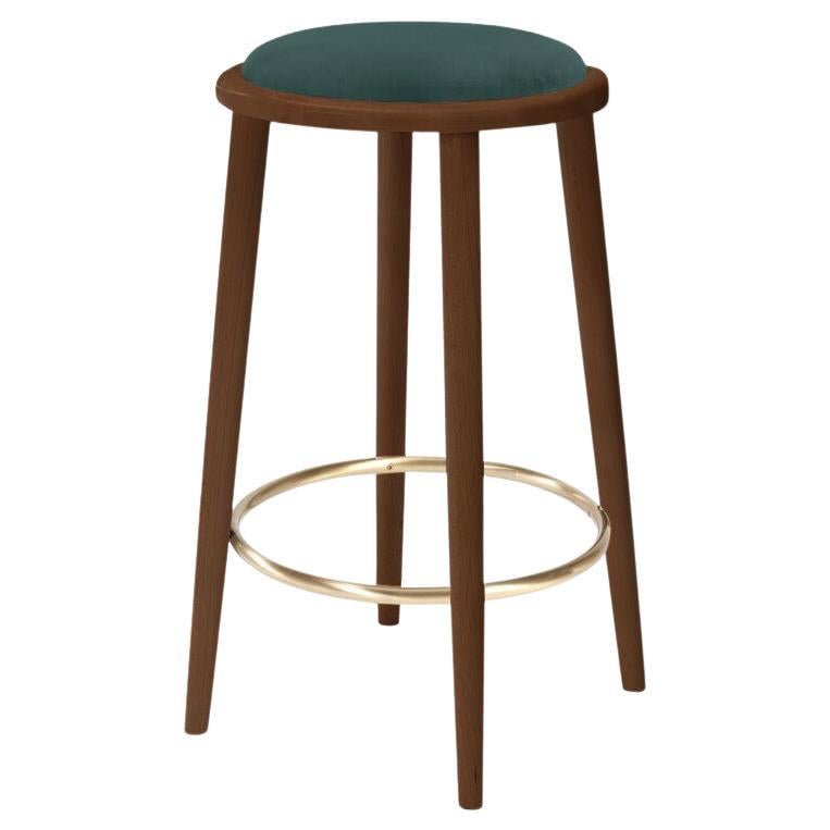 Luc Bar Stool with Beech Ash-056-1 and Teal For Sale