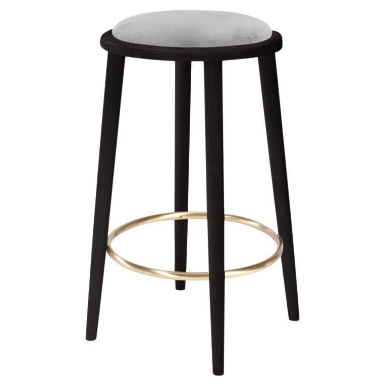 Tabouret de bar Luc en hêtre-056-5 et aluminium