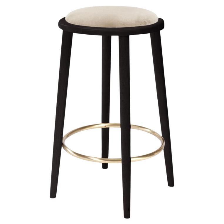 Luc Bar Stool with Beech Ash-056-5 and Boucle Snow For Sale
