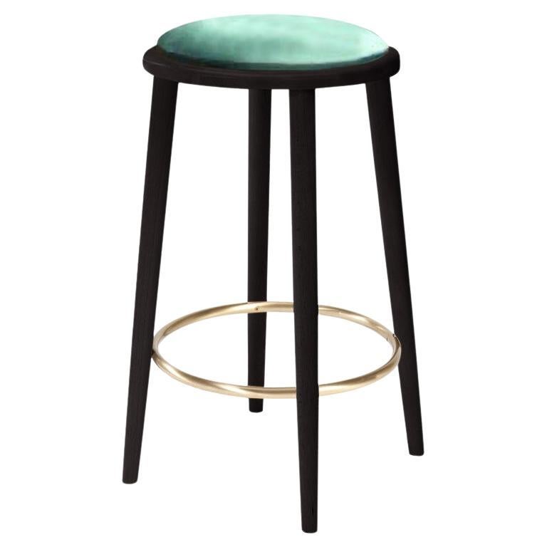 Taburete de Bar Luc con Fresno de Haya-056-5 y Verde París