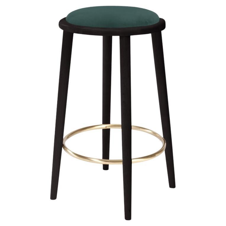 Luc Bar Stool with Beech Ash-056-5 and Teal For Sale