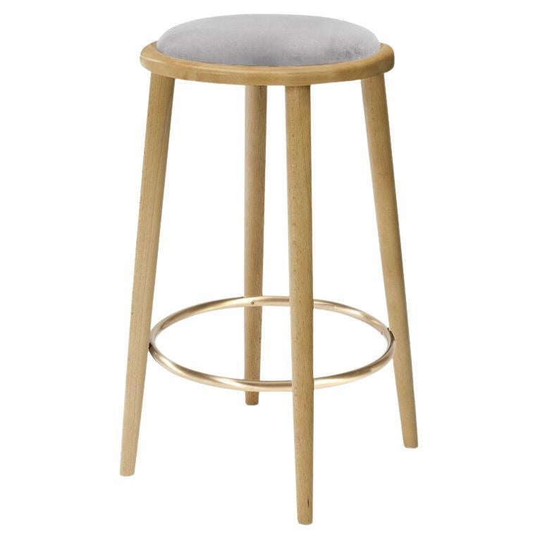 Luc Bar Stool with Natural Oak and Aluminium For Sale