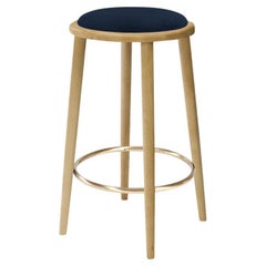 Tabouret de bar Luc en chêne naturel et Paris noir