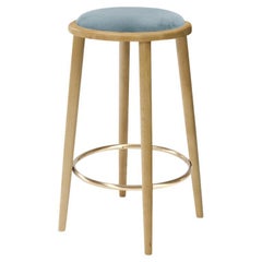 Luc Bar Stool with Natural Oak and Paris Safira