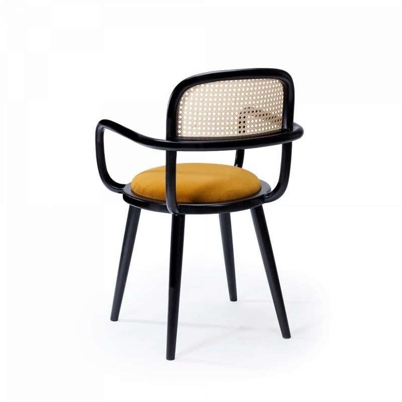 When it comes to Luc chair, the playing field is the cross-section where functional design and craftsmanship of the highest quality meet art. This chair is made of solid oakwood structure, natural rattan back and soft comfortable velvet