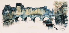 Vintage 'The Seine and the Pont Neuf', Paris, Académie des Beaux Arts, Kraków, Normandy