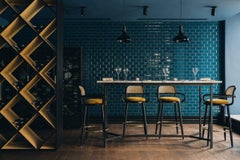 Luc Counter Chair Brown Wood Polished Brass Rina