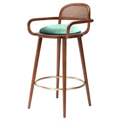 Chaise de comptoir Luc Brown Wood Polished Brass Rina