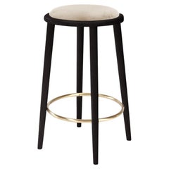Tabouret de comptoir Luc avec frêne de hêtre-056-5 et neige bouclée