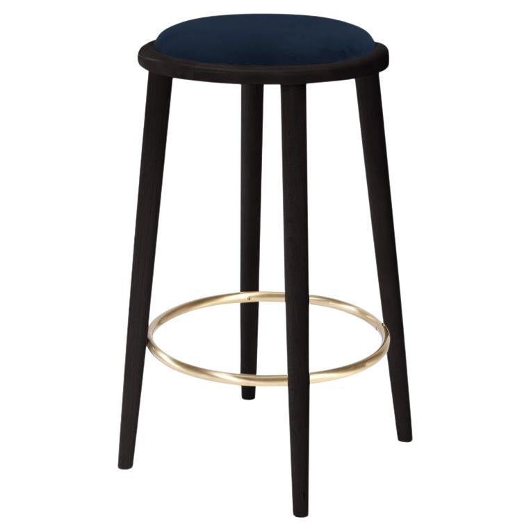 Tabouret de comptoir Luc en hêtre-056-5 et noir de Paris