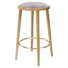 Luc Counter Stool with Natural Oak and Aluminium