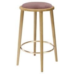 Tabouret de comptoir Luc en chêne naturel et lotus de Barcelone