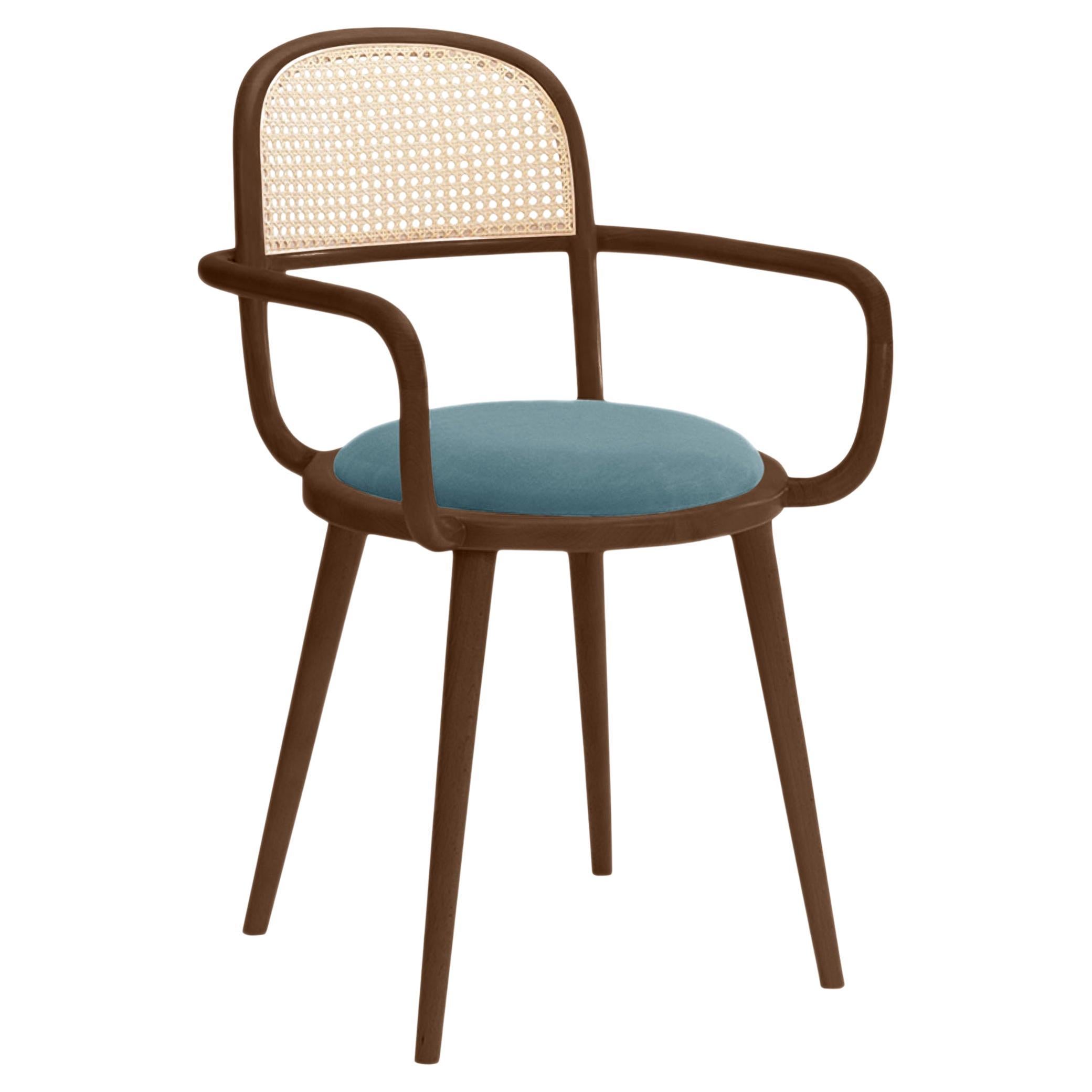 Luc Dining Chair with Beech Ash-056-1 and Paris Dark Blue For Sale