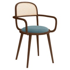 Chaise de salle à manger Luc en hêtre-056-1 et bleu foncé Paris