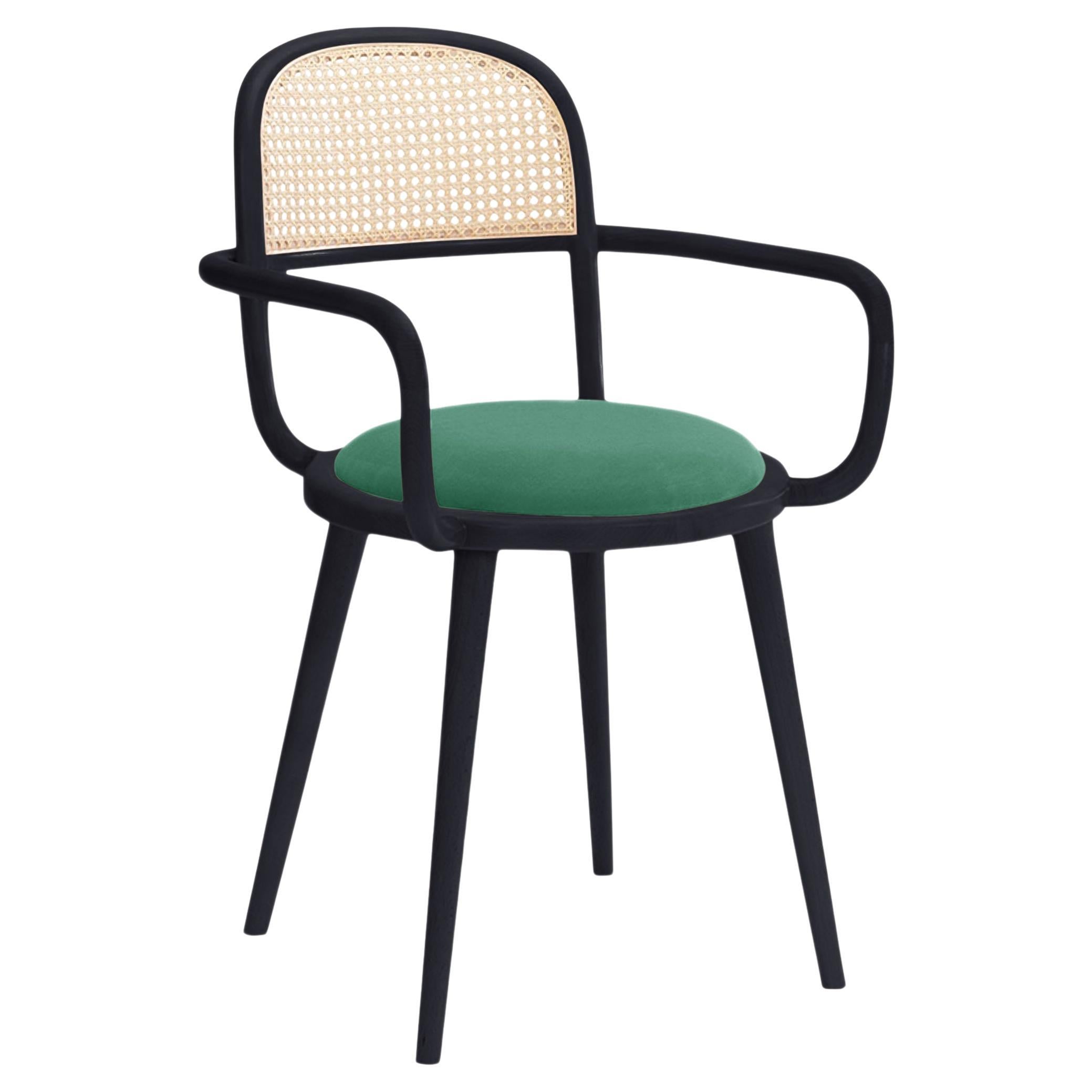Sedia da pranzo Luc con frassino-056-5 e verde Parigi