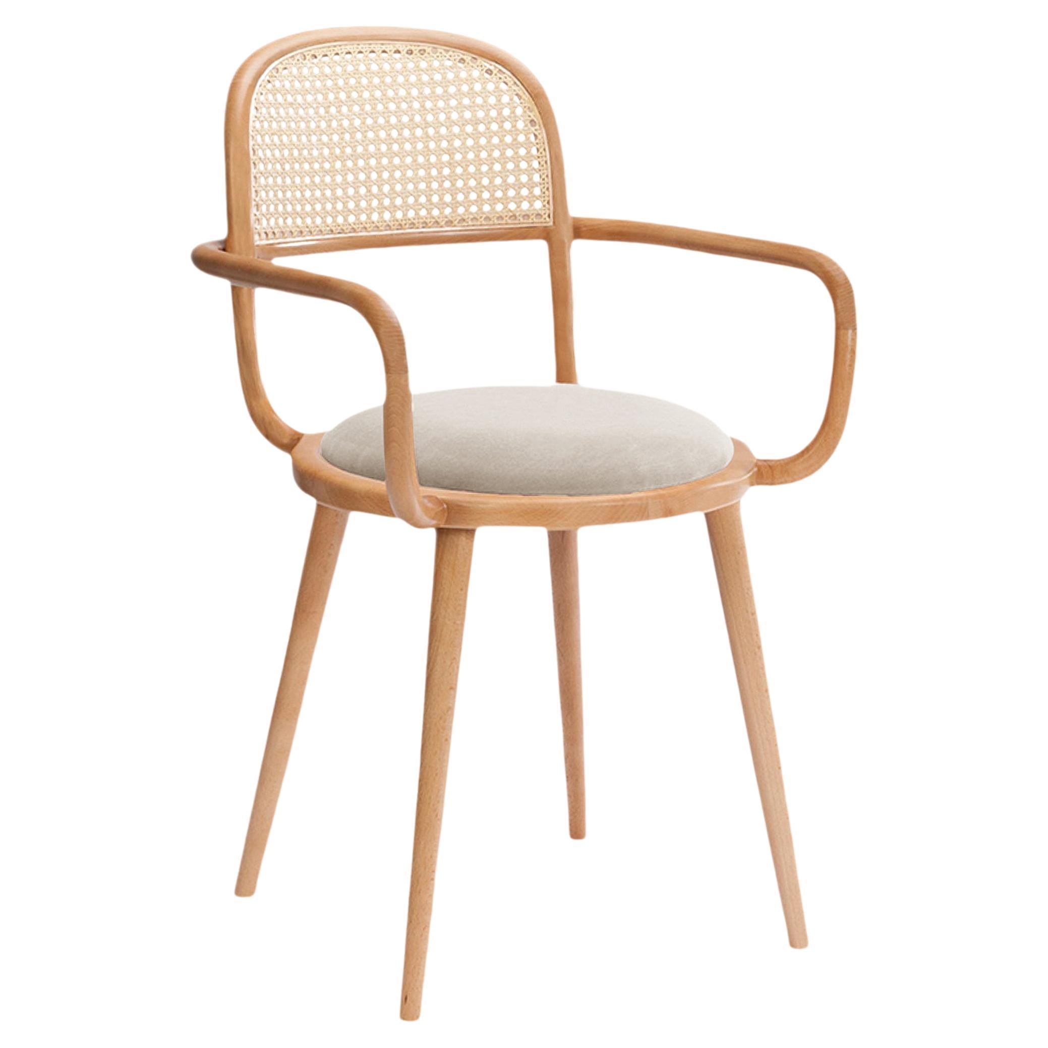 Luc Dining Chair with Natural Oak and Boucle Snow For Sale