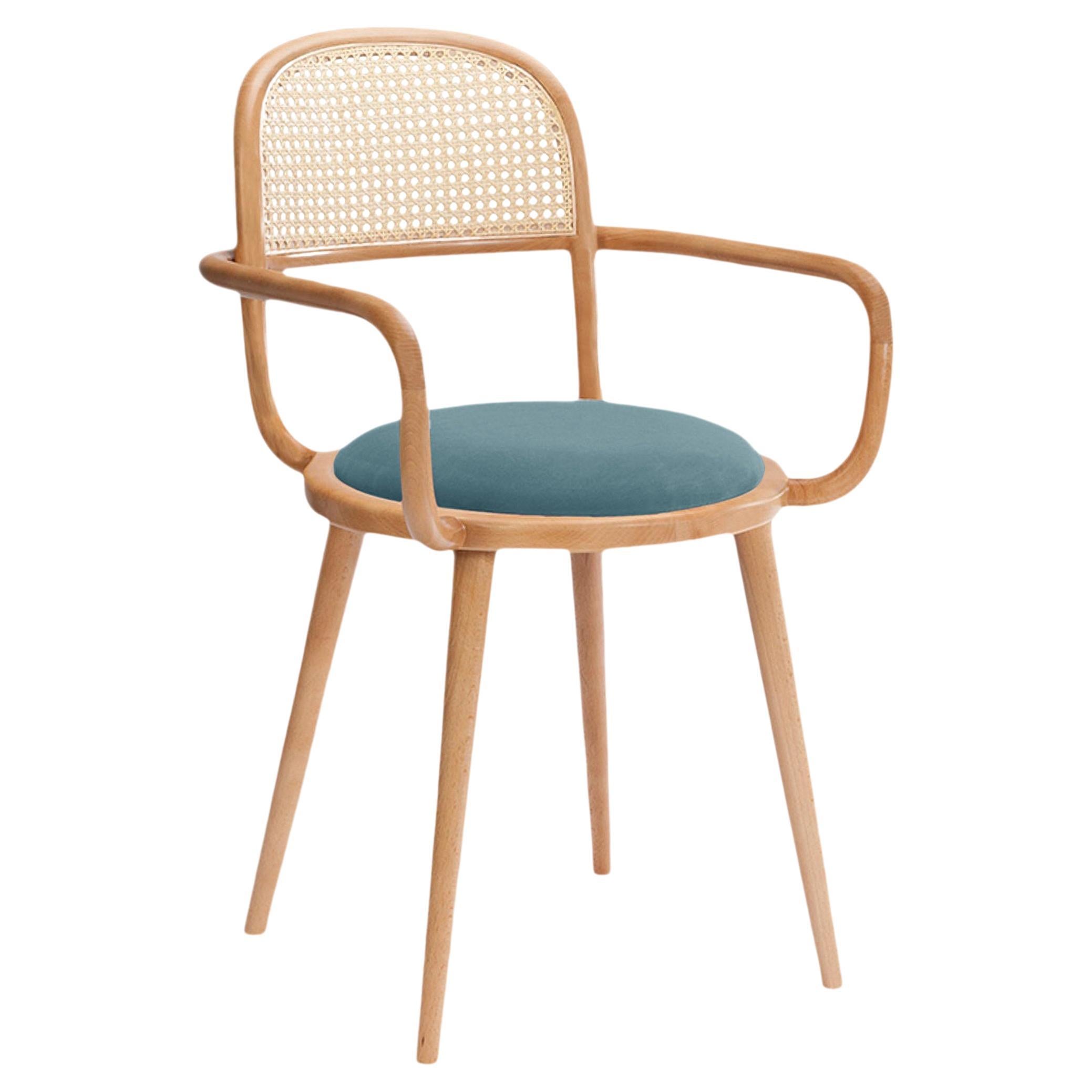 Luc Dining Chair with Natural Oak and Paris Dark Blue