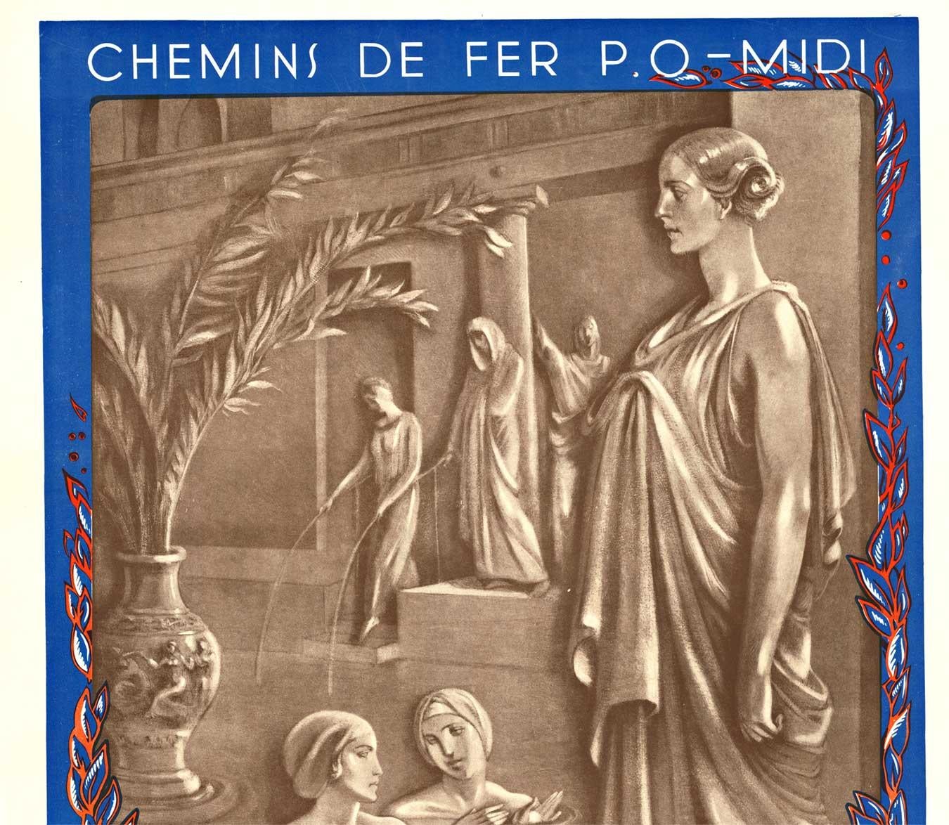 Original La Malou les Bains vintage French thermal spa poster - Print by Luc Lafnet