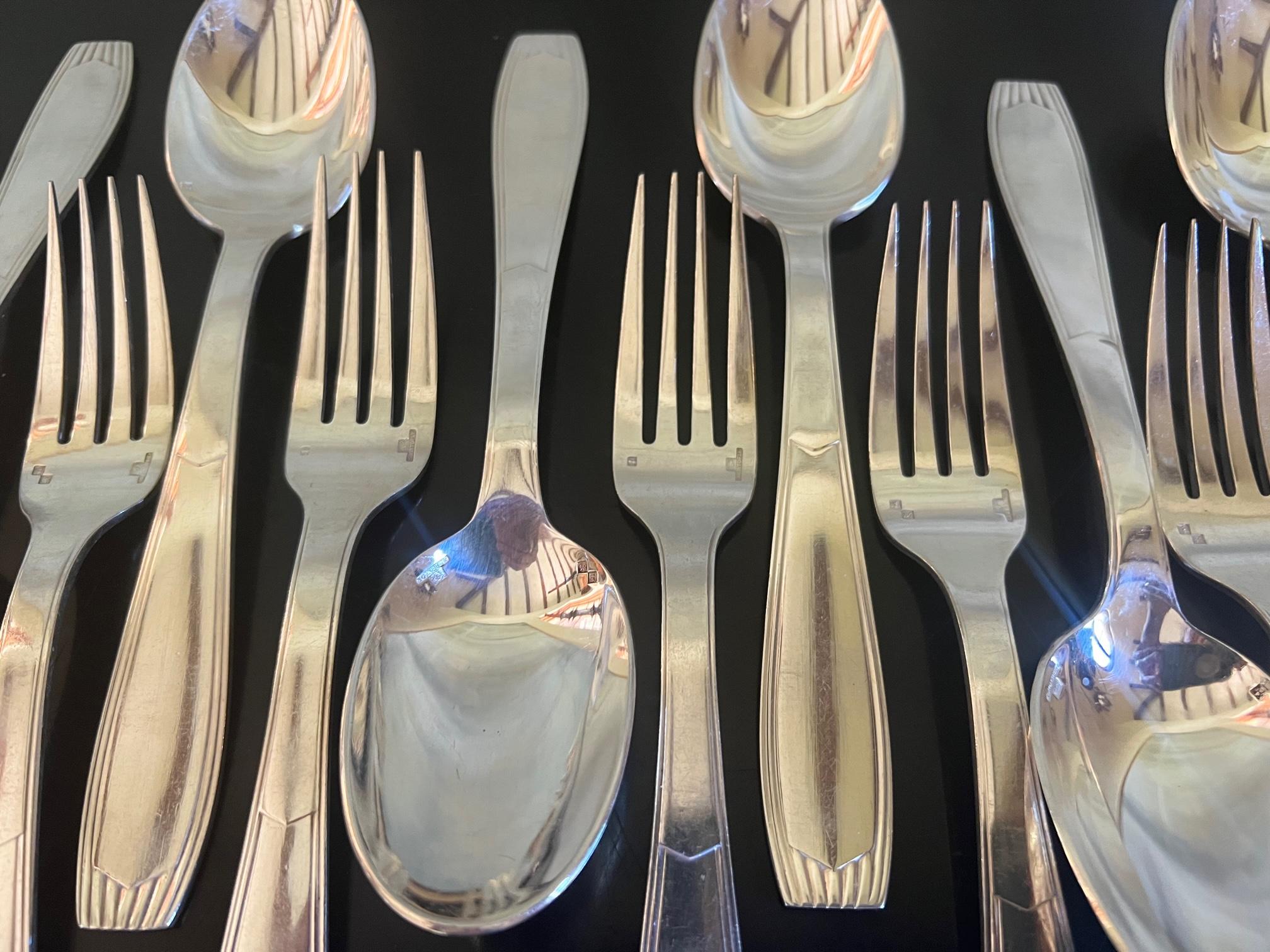 Silver Plate Luc Lanel Designed Christofle Flatware in the Saigon Pattern- 24 Pieces