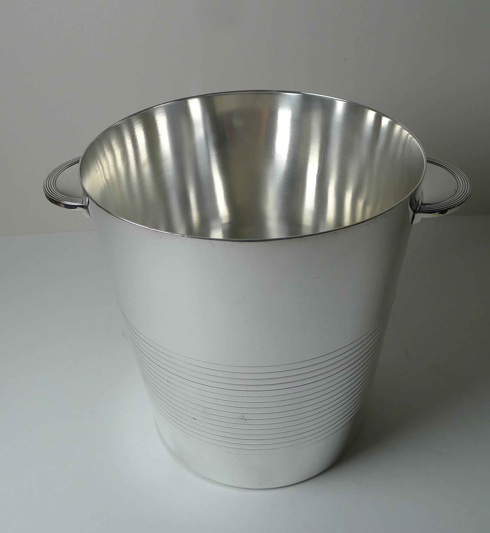 A handsome and highly sought-after Champagne bucket designed by Luc Lanel for Chrsitofle, Paris.

This 