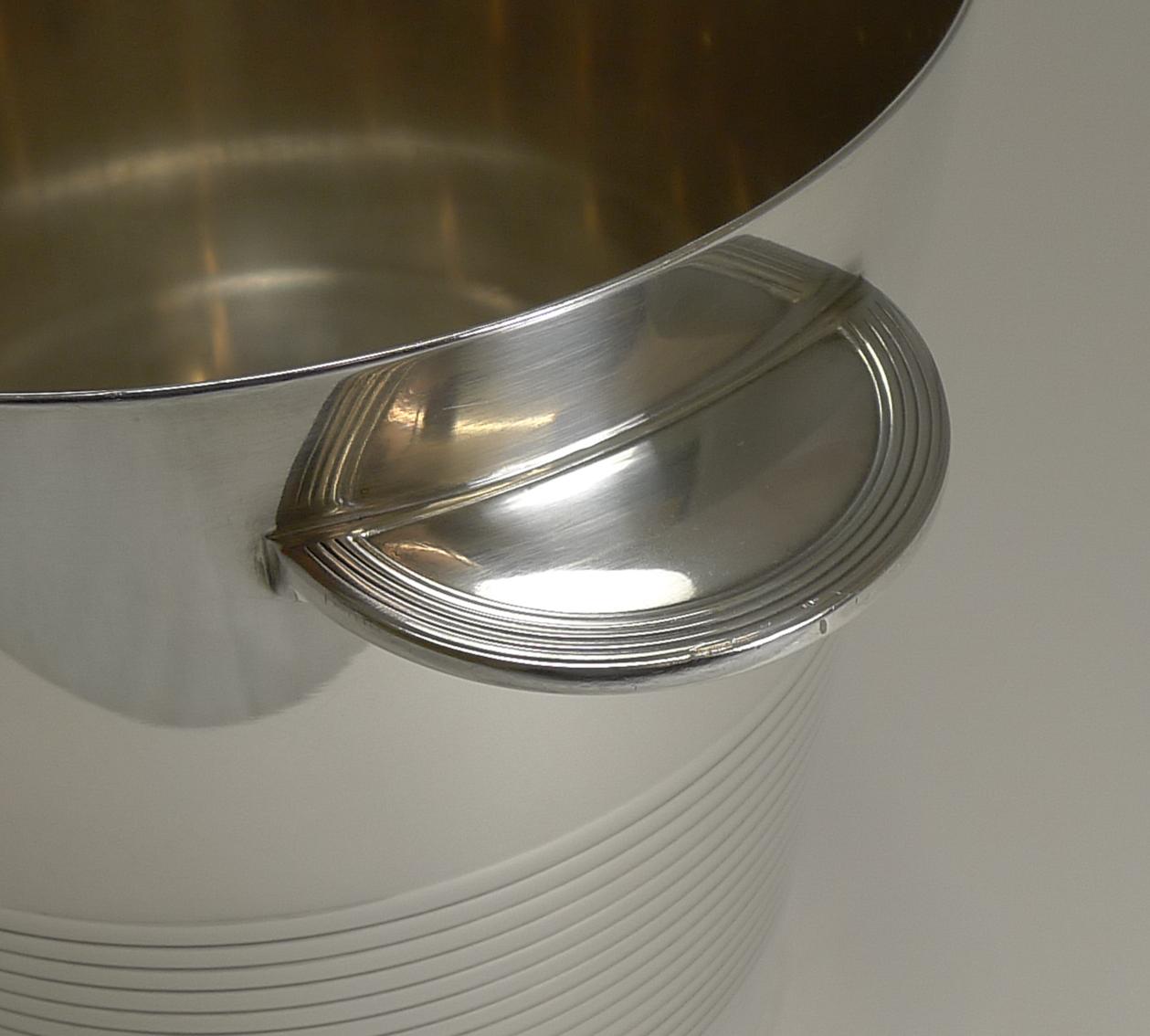 Art Deco Luc Lanel for Christofle, Champagne Bucket or Wine Cooler, Vulcan, circa 1940