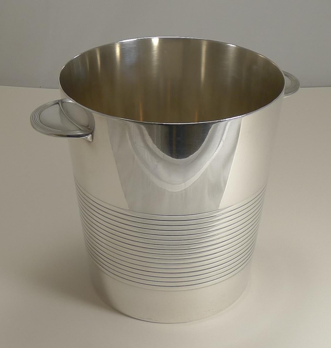 French Luc Lanel for Christofle, Champagne Bucket or Wine Cooler, Vulcan, circa 1940