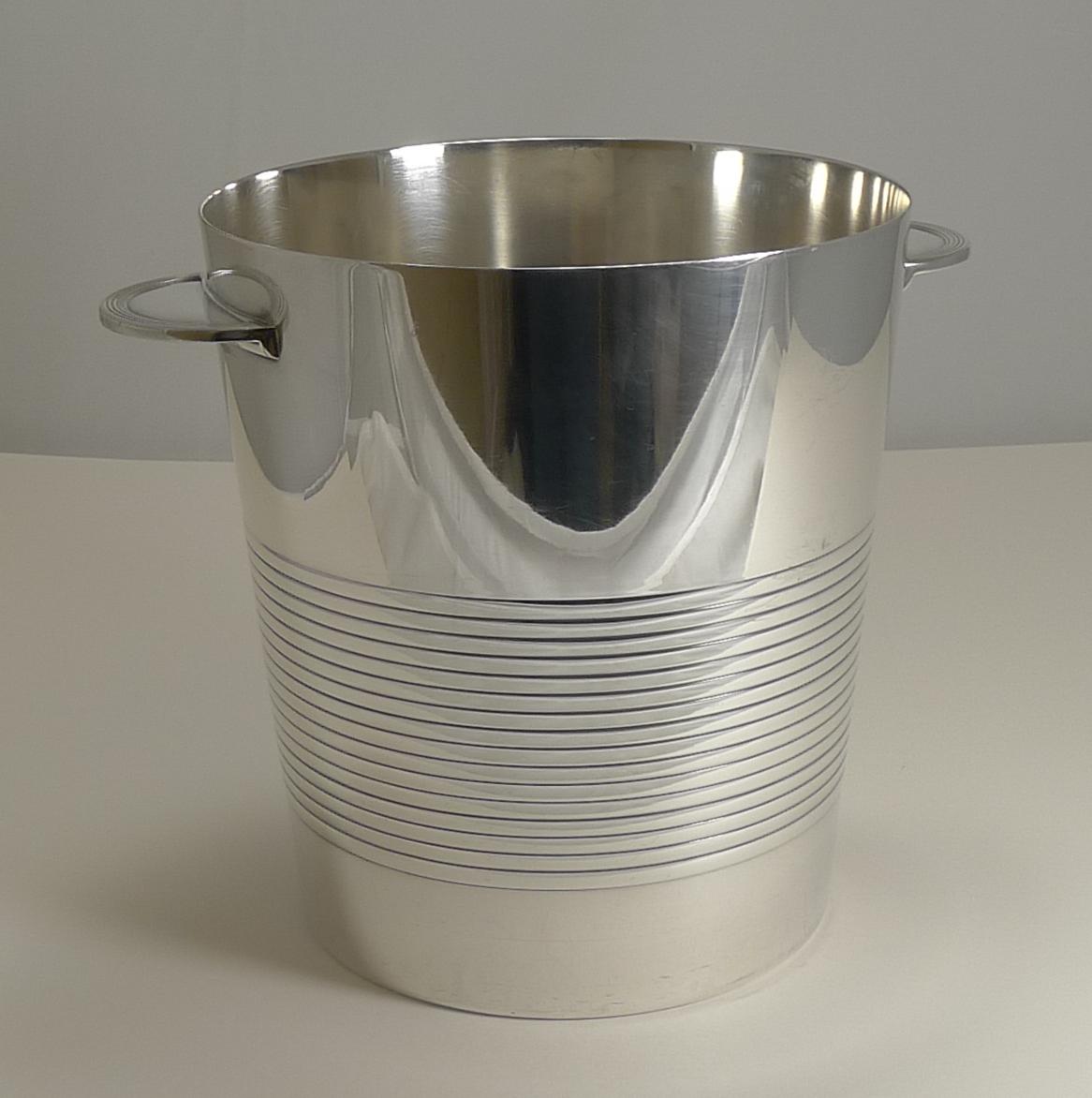 Silver Plate Luc Lanel for Christofle, Champagne Bucket or Wine Cooler, Vulcan, circa 1940