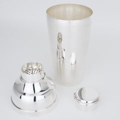 Shaker à cocktail Ondulation plaqué argent Luc Lanel pour Christofle Gallia France