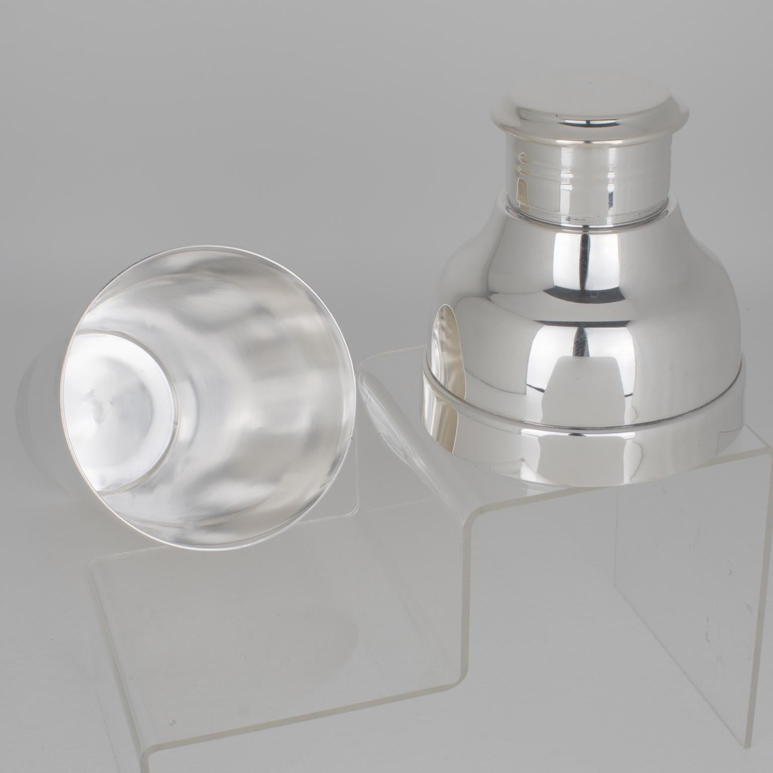 Metallo Luc Lanel per Christofle Gallia France Shaker da cocktail Ondulation in argento in vendita
