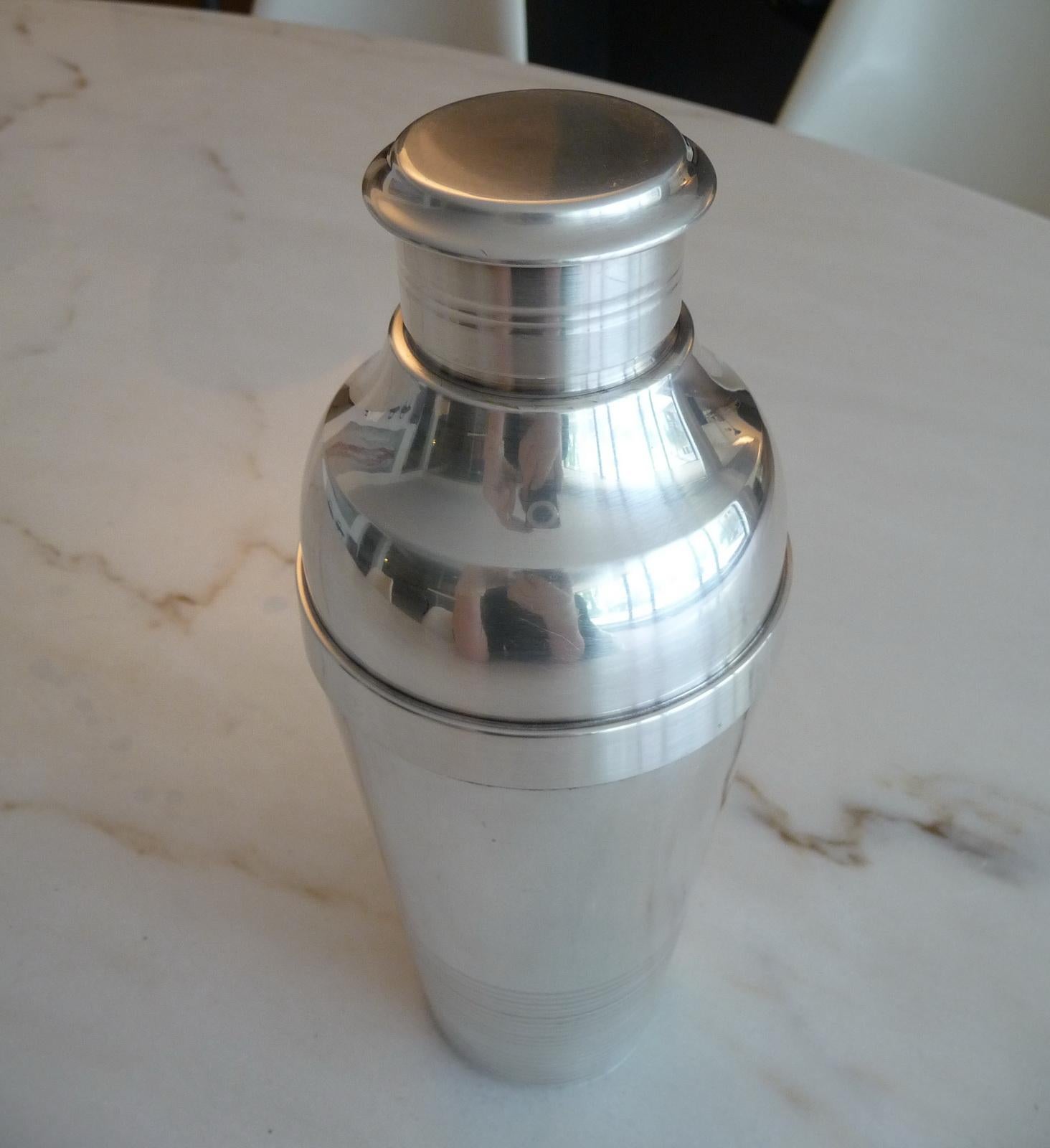 Art Deco Luc Lanel for Christofle Gallia Silver Plate Cocktail Shaker For Sale