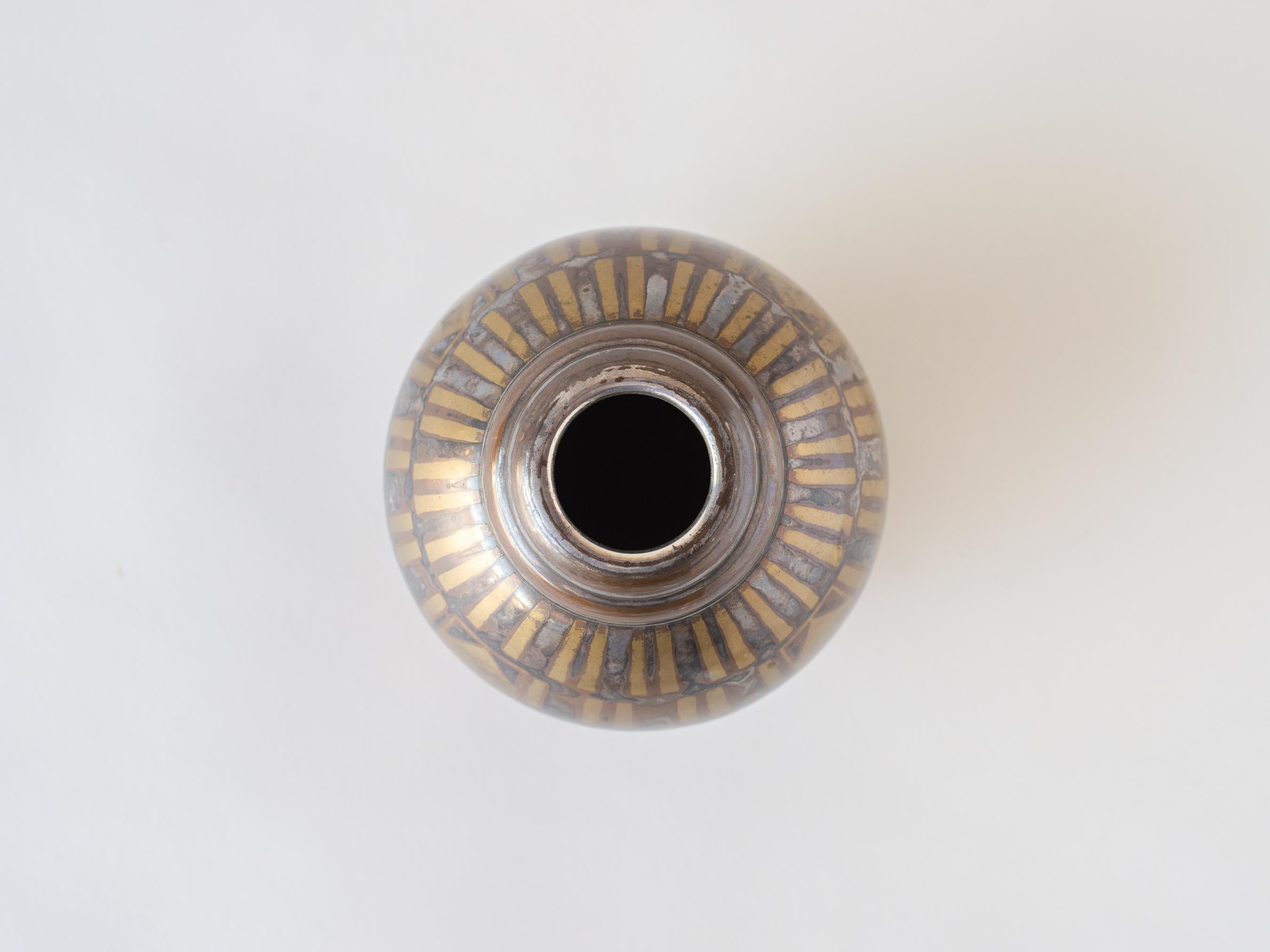 Luc Lanel for Christofle, Mixed Metal Dinanderie Vase, c. 1930 2