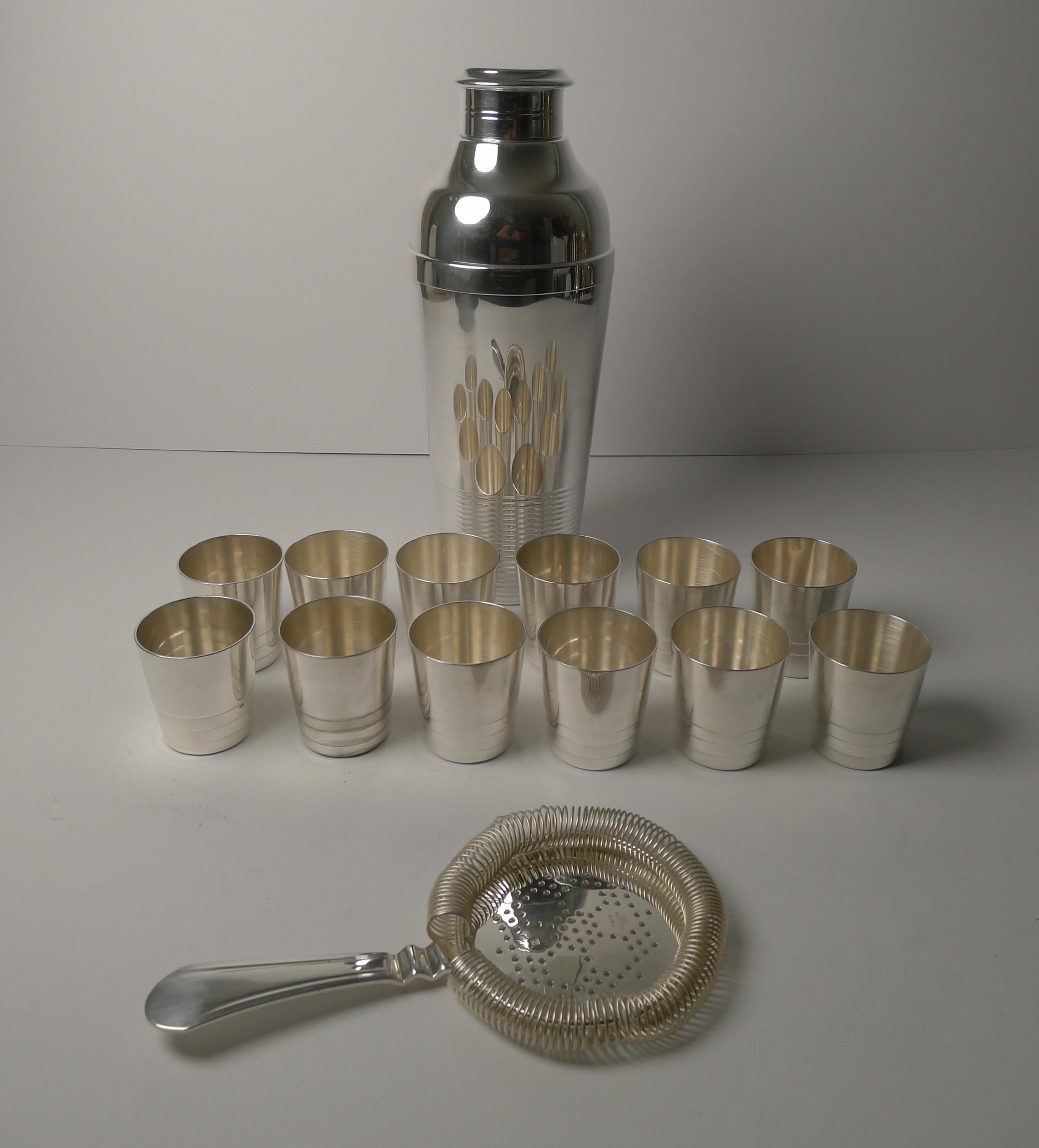 Luc Lanel For Christofle Ondulations Cocktail Shaker / Bar Set, c.1930's 3