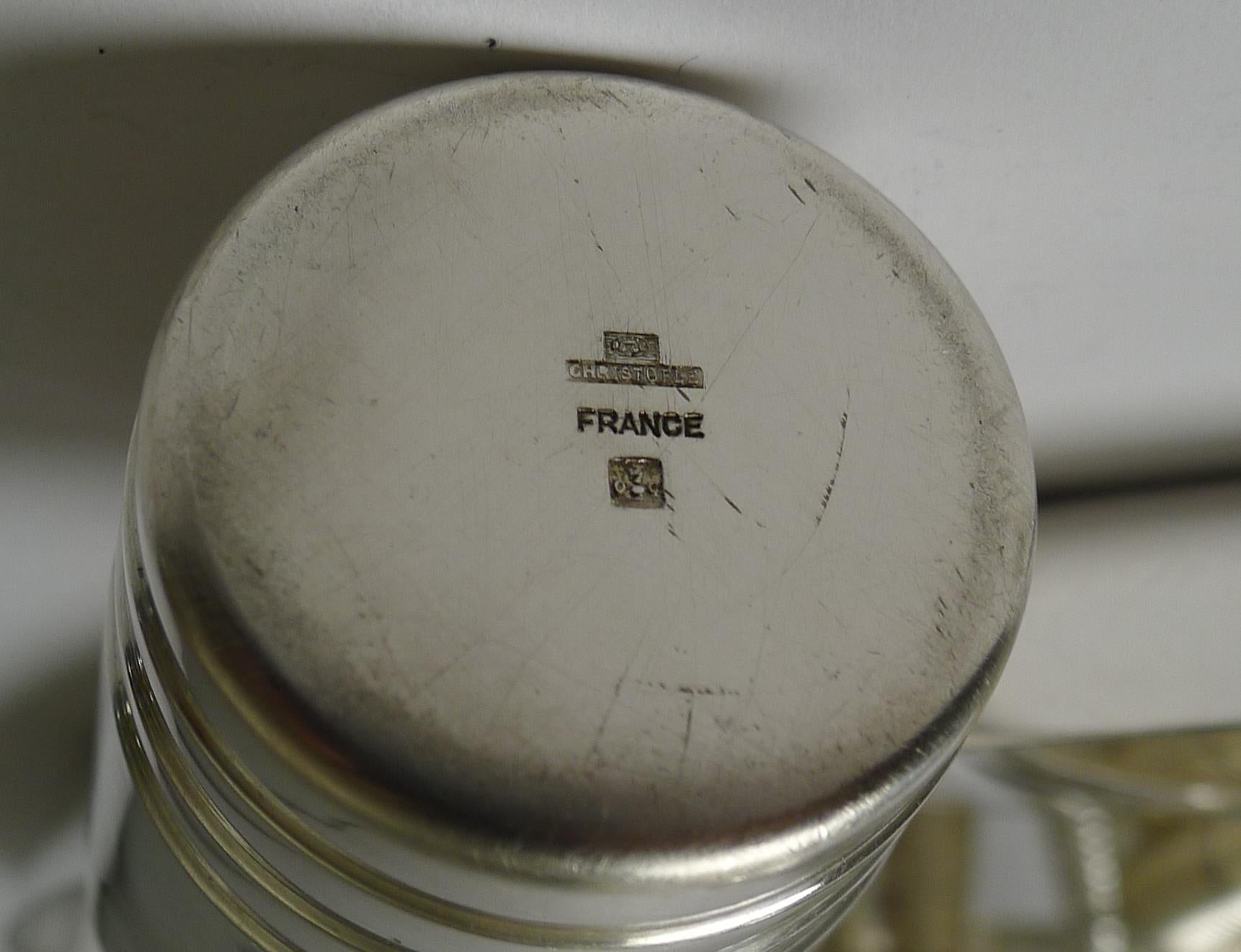 Art Déco Luc Lanel per Christofle Ondulations Cocktail Shaker / Set da bar, 1930 ca.