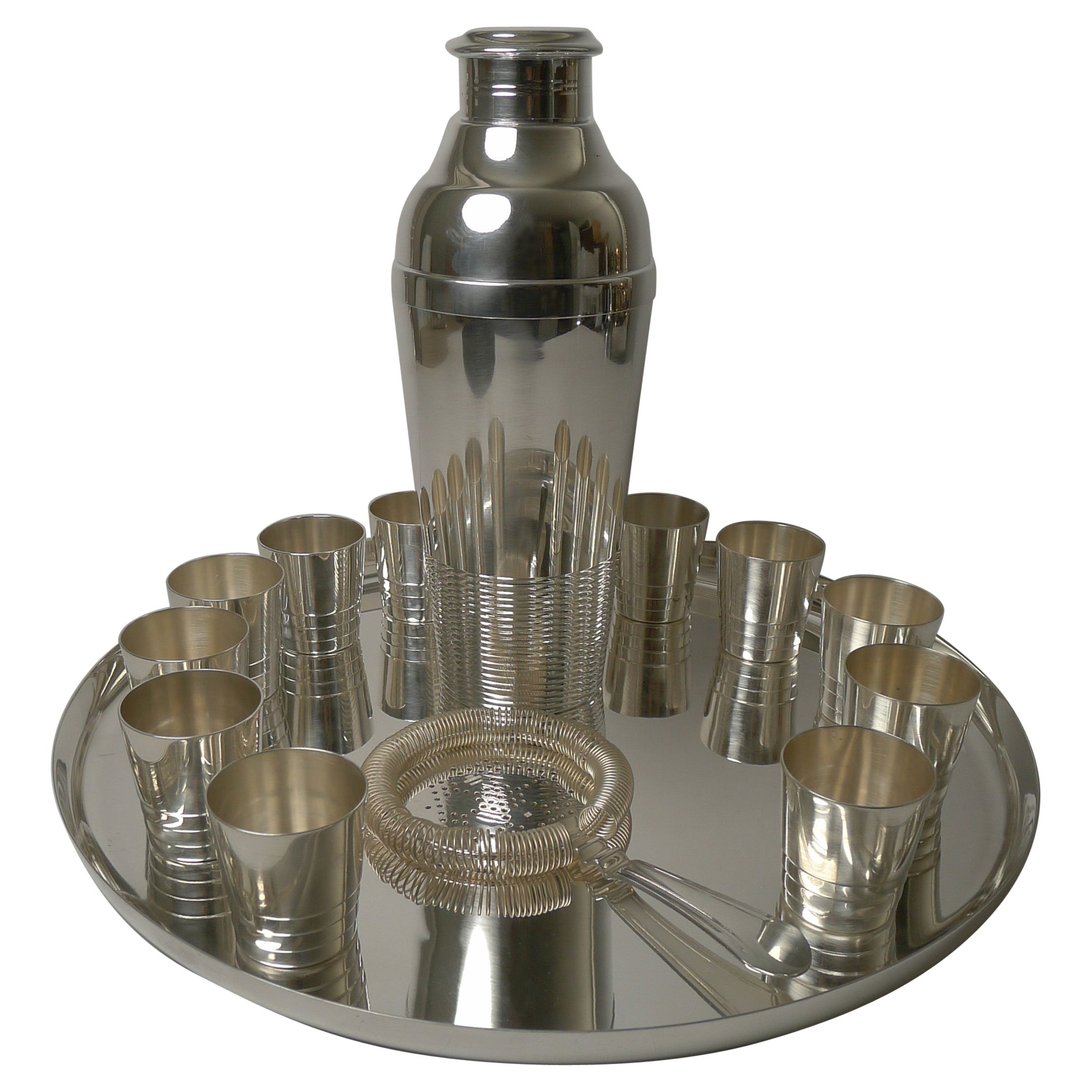 Luc Lanel per Christofle Ondulations Cocktail Shaker / Set da bar, 1930 ca.