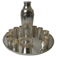 Luc Lanel For Christofle Ondulations Cocktail Shaker / Bar Set, c.1930's